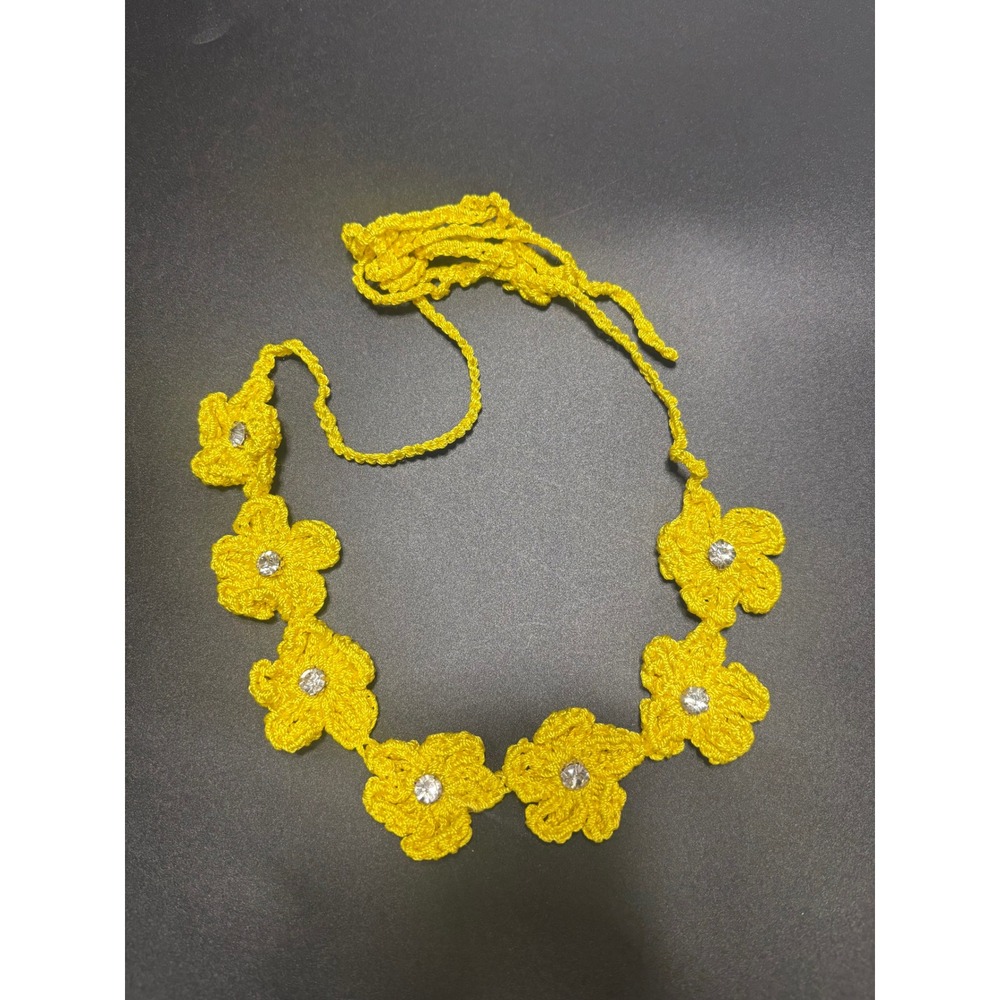 Monica Hansen New Crochet Rhinestone Choker in Yellow